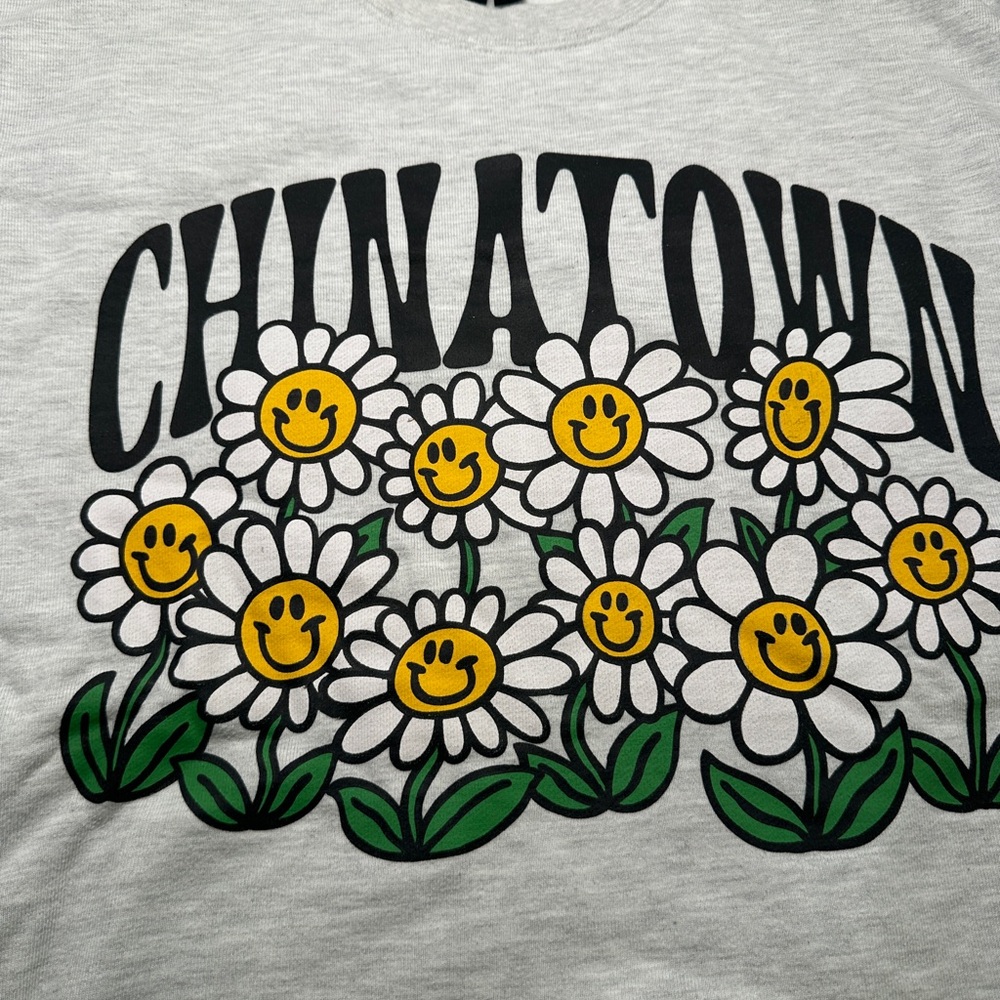 Gray Sweatshirt with Floral Print
